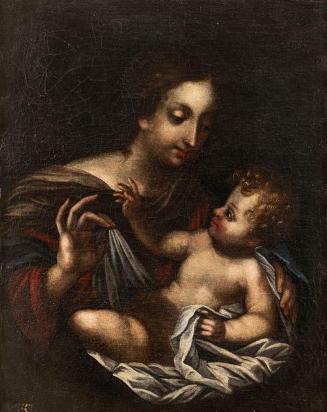 Scuola italiana, secolo XVII : Madonna con Bambino  - Asta Dipinti e Disegni Antichi - Associazione Nazionale - Case d'Asta italiane