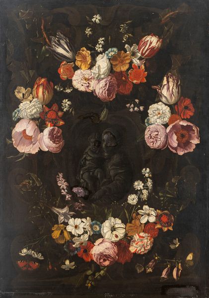 Jan Frans van Dael : Madonna con Bambino en grisaille, entro ghirlanda di fiori  - Asta Dipinti e Disegni Antichi - Associazione Nazionale - Case d'Asta italiane