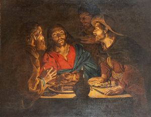 Attribuito a Matthias Stomer (Amersfoort 1600-Sicilia 1650) - Cena in Emmaus