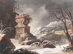 Attribuito a Francesco Fidanza (Roma, 1747 - Milano, 1819) - Paesaggio innevato