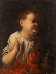 Scuola fiamminga, secolo XVII - Salvator Mundi