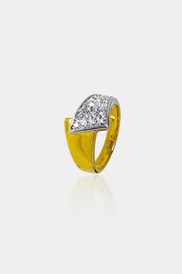 DAMIANI - Peso gr 7 2 Misura 15 (55) Anello in oro giallo e bianco  firmato Damiani  anni '90  sommit ad intreccio con  [..]