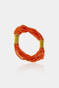 BRACCIALE - Peso gr 26 9 Lunghezza cm 19 composto da dieci fili di barilotti di corallo color salmone. Chiusura e distanziale  [..]