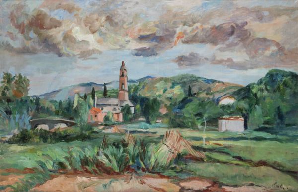 ENRICO PAULUCCI Genova 1901 - 1999 Torino : Paesaggio 1930/1940 circa  - Asta Dipinti  - Associazione Nazionale - Case d'Asta italiane