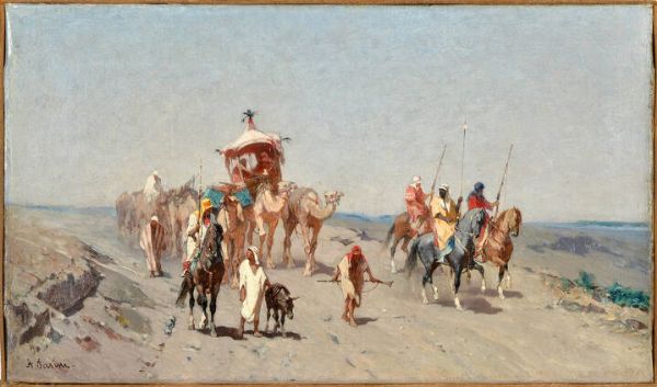 ALBERTO PASINI Busseto (PR) 1826 - 1899 Torino : Carovana nel deserto 1860-67  - Asta Dipinti  - Associazione Nazionale - Case d'Asta italiane