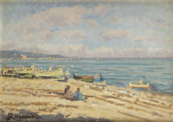 ENRICO REYCEND Torino 1855 - 1928 : Sulla spiaggia di Noli 1917  - Asta Dipinti  - Associazione Nazionale - Case d'Asta italiane