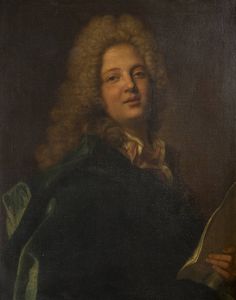 RIGAUD HYACINTHE (ambito di) Perpignano (Francia) 1659-Parigi 1743 - Ritratto virile