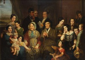 CLEMENTINA MORGALI LOMAZZI Guastalla (RE) 1819 - 1897 Torino (TO) - Ritratto di famiglia