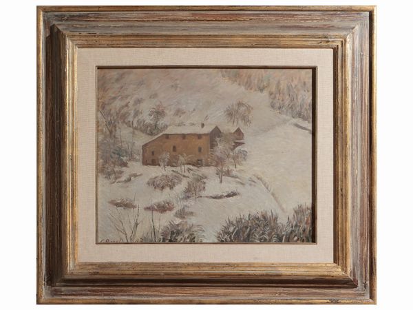 Carmelo Puzzolo : Nevicata 1987  - Asta La Casa del Maestro Pietro Annigoni e di Rosa Segreto - Associazione Nazionale - Case d'Asta italiane