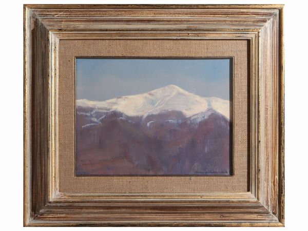 Nelson H. White : Paesaggio montano innevato 1983  - Asta La Casa del Maestro Pietro Annigoni e di Rosa Segreto - Associazione Nazionale - Case d'Asta italiane