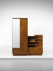 PONTI GIO (1891 - 1979) : Armadio guardaroba con piccolo stipo/libreria probabile esecuzione mobilificio Luigi Scremin, Belluno  - Asta Asta 485 | DESIGN E ARTI DECORATIVE DEL NOVECENTO Tradizionale - Associazione Nazionale - Case d'Asta italiane