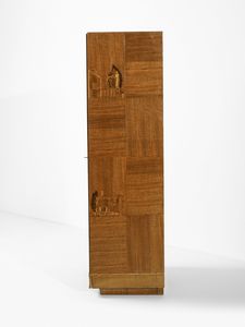 WENTER MARINI GIORGIO (1890 - 1973) : Armadio con decori a intarsio su cartone dello stesso Wenter Marini a soggetto biblico esecuzione mobilificio Luigi Scremin, Belluno  - Asta Asta 485 | DESIGN E ARTI DECORATIVE DEL NOVECENTO Tradizionale - Associazione Nazionale - Case d'Asta italiane