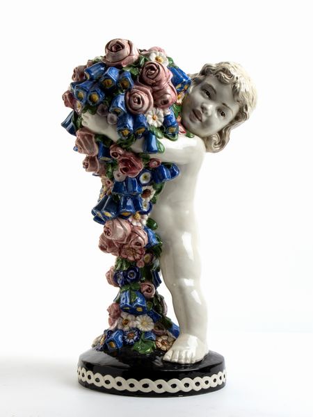 Anonimo : Bambina con i fiori  - Asta  Arte moderna e contemporanea: XIX, XX, XXI secolo. Con una sezione dedicata alla ceramica del 900 - Associazione Nazionale - Case d'Asta italiane