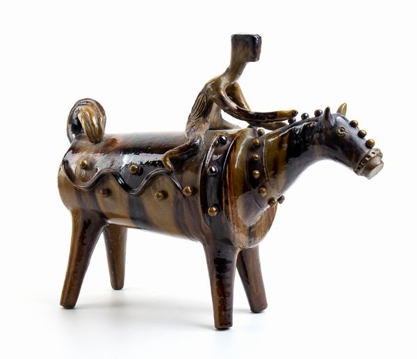 EUGENIO TAVOLARA : Uomo a cavallo  - Asta  Arte moderna e contemporanea: XIX, XX, XXI secolo. Con una sezione dedicata alla ceramica del 900 - Associazione Nazionale - Case d'Asta italiane