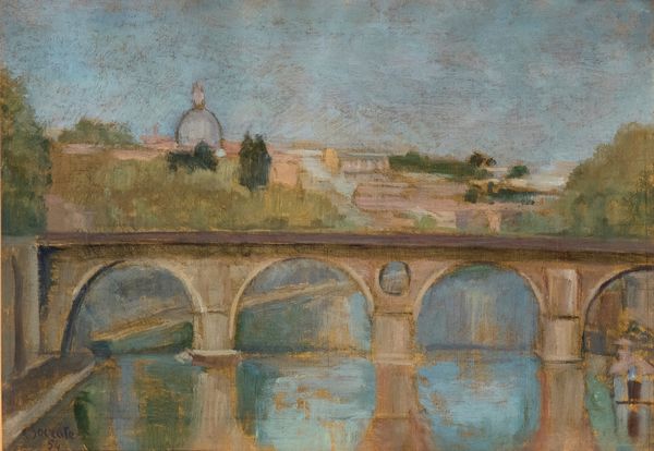 Carlo Socrate : Veduta di Ponte Sisto e della cupola di San Pietro  - Asta  Arte moderna e contemporanea: XIX, XX, XXI secolo. Con una sezione dedicata alla ceramica del 900 - Associazione Nazionale - Case d'Asta italiane