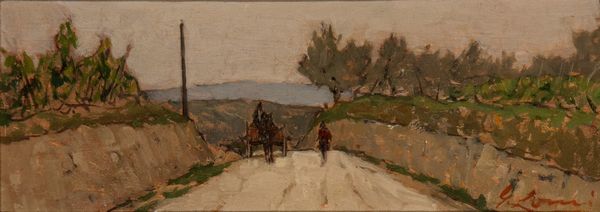 Giovanni Lomi : Strada di campagna a San Casciano  - Asta  Arte moderna e contemporanea: XIX, XX, XXI secolo. Con una sezione dedicata alla ceramica del 900 - Associazione Nazionale - Case d'Asta italiane