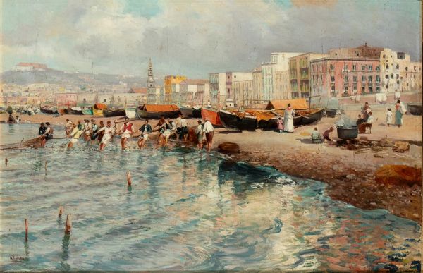 Attilio Pratella : Pescatori al porto  - Asta  Arte moderna e contemporanea: XIX, XX, XXI secolo. Con una sezione dedicata alla ceramica del 900 - Associazione Nazionale - Case d'Asta italiane