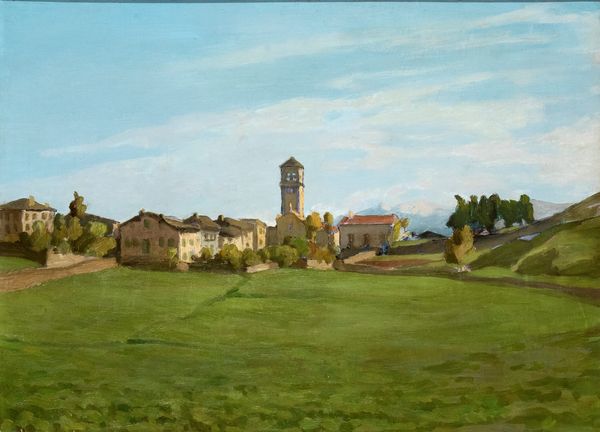 CARLO PRADA : Paesaggio con veduta di paese  - Asta  Arte moderna e contemporanea: XIX, XX, XXI secolo. Con una sezione dedicata alla ceramica del 900 - Associazione Nazionale - Case d'Asta italiane