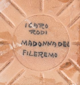 MANIFATTURA ICARO RODI : Madonna del Fileremo  - Asta  Arte moderna e contemporanea: XIX, XX, XXI secolo. Con una sezione dedicata alla ceramica del 900 - Associazione Nazionale - Case d'Asta italiane