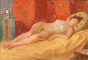 Nino Bertoletti - Nudo con fondo rosso