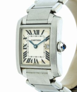 CARTIER : Tank: orologio da polso in acciaio  - Asta Gioielli e Argenti del XX secolo, con una selezione di Orologi da polso e Penne da collezione - Associazione Nazionale - Case d'Asta italiane