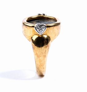 Anello in oro con diamanti e moneta romana  - Asta Gioielli e Argenti del XX secolo, con una selezione di Orologi da polso e Penne da collezione - Associazione Nazionale - Case d'Asta italiane