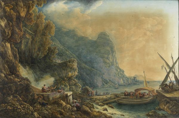 DUCROS ABRAHAM-LOUIS-RODOLPHE (1748 - 1810) : Attribuito a. Veduta della costa presso Pozzano con la torre di Portocarello sullo sfondo  - Asta Asta 492 | ARTE ANTICA E DEL XIX SECOLO - Arte antica e antiquariato Tradizionale - Associazione Nazionale - Case d'Asta italiane