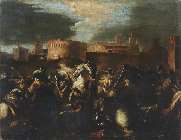 ARTISTA NAPOLETANO DEL XVII SECOLO : Scontro di cavalleria di fronte a una citt fortificata  - Asta Asta 492 | ARTE ANTICA E DEL XIX SECOLO - Arte antica e antiquariato Tradizionale - Associazione Nazionale - Case d'Asta italiane