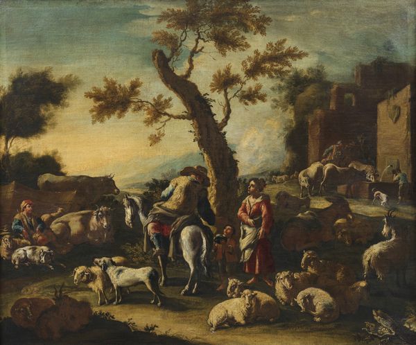 BRANDI DOMENICO (1683 - 1736) : Paesaggio con pastori e armenti  - Asta Asta 492 | ARTE ANTICA E DEL XIX SECOLO - Arte antica e antiquariato Tradizionale - Associazione Nazionale - Case d'Asta italiane