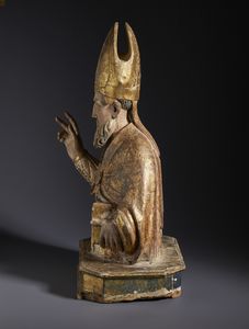 SCULTORE DELL'ITALIA MERIDIONALE DEL XVII SECOLO : Busto reliquiario di Sant'Eusebio in legno intagliato, dorato e dipinto  - Asta Asta 492 | ARTE ANTICA E DEL XIX SECOLO - Arte antica e antiquariato Tradizionale - Associazione Nazionale - Case d'Asta italiane