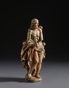 SCULTORE TRAPANESE DEGLI INIZI DEL XVIII SECOLO : Ecce Homo in alabastro parzialmente dorato  - Asta Asta 492 | ARTE ANTICA E DEL XIX SECOLO - Arte antica e antiquariato Tradizionale - Associazione Nazionale - Case d'Asta italiane