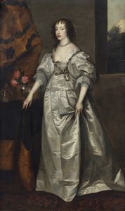 VAN DYCK ANTOON (1599 - 1641) - Cerchia di. Ritratto della regina Enrichetta Maria