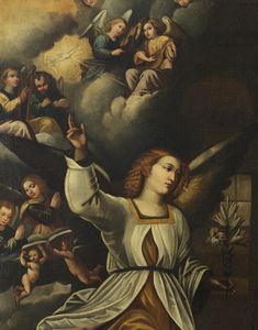 ARTISTA DEL XVII SECOLO : Annunciazione  - Asta Asta 492 | ARTE ANTICA E DEL XIX SECOLO - Arte antica e antiquariato Tradizionale - Associazione Nazionale - Case d'Asta italiane