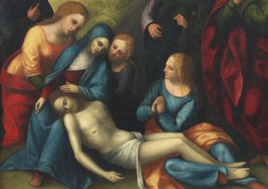 TURA GIOVAN FRANCESCO (1485 - 1542) : Compianto sul Cristo morto  - Asta Asta 492 | ARTE ANTICA E DEL XIX SECOLO - Arte antica e antiquariato Tradizionale - Associazione Nazionale - Case d'Asta italiane