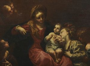 MEHUS LIVIO (1630 - 1691) : Matrimonio mistico di Santa Caterina  - Asta Asta 492 | ARTE ANTICA E DEL XIX SECOLO - Arte antica e antiquariato Tradizionale - Associazione Nazionale - Case d'Asta italiane