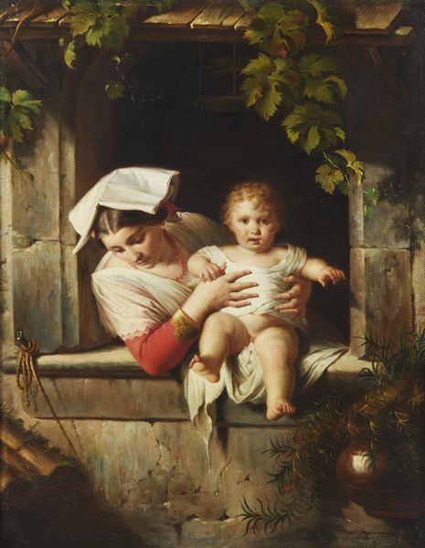 MAZZOLINI GIUSEPPE (1806 - 1876) : Madre con bambino alla finestra  - Asta Asta 493 | ARTE ANTICA E DEL XIX SECOLO - Dipinti e sculture del XIX secolo Tradizionale - Associazione Nazionale - Case d'Asta italiane