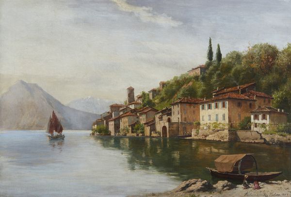 FISCHER AUGUST (1854 - 1921) : Veduta del Lago di Lugano da Gandria  - Asta Asta 493 | ARTE ANTICA E DEL XIX SECOLO - Dipinti e sculture del XIX secolo Tradizionale - Associazione Nazionale - Case d'Asta italiane