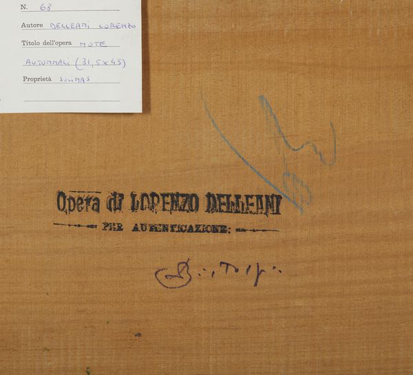 DELLEANI LORENZO (1840 - 1908) : Note autunnali  - Asta Asta 493 | ARTE ANTICA E DEL XIX SECOLO - Dipinti e sculture del XIX secolo Tradizionale - Associazione Nazionale - Case d'Asta italiane