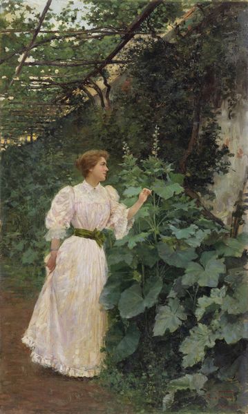 TAFURI RAFFAELE (1857 - 1929) : Malvarosa (Gentildonna in un giardino)  - Asta Asta 493 | ARTE ANTICA E DEL XIX SECOLO - Dipinti e sculture del XIX secolo Tradizionale - Associazione Nazionale - Case d'Asta italiane