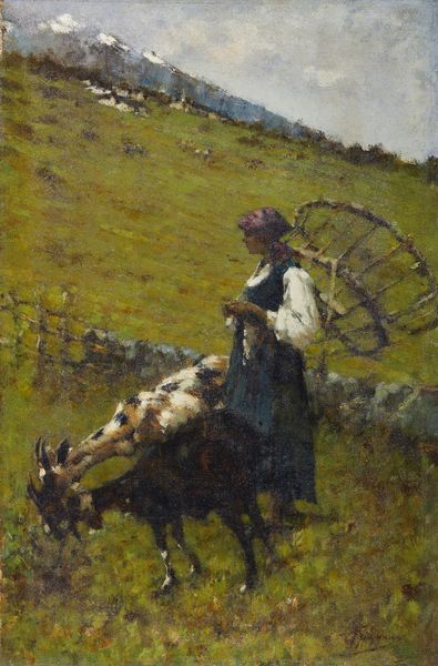 FILIPPINI FRANCESCO (1853 - 1895) : Pascolo di montagna con contadina e capre  - Asta Asta 493 | ARTE ANTICA E DEL XIX SECOLO - Dipinti e sculture del XIX secolo Tradizionale - Associazione Nazionale - Case d'Asta italiane