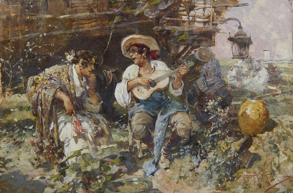 PELLEGRINI RICCARDO (1863 - 1934) : Serenata al porto  - Asta Asta 493 | ARTE ANTICA E DEL XIX SECOLO - Dipinti e sculture del XIX secolo Tradizionale - Associazione Nazionale - Case d'Asta italiane