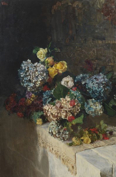 VETRI PAOLO (1855 - 1937) : Natura morta con ortensie e rose  - Asta Asta 493 | ARTE ANTICA E DEL XIX SECOLO - Dipinti e sculture del XIX secolo Tradizionale - Associazione Nazionale - Case d'Asta italiane