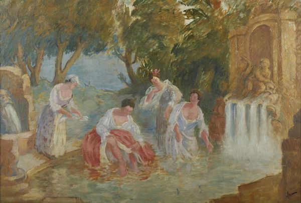 SEMEGHINI PIO (1878 - 1964) : Donne al bagno  - Asta Asta 493 | ARTE ANTICA E DEL XIX SECOLO - Dipinti e sculture del XIX secolo Tradizionale - Associazione Nazionale - Case d'Asta italiane