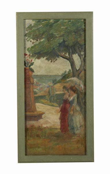 SEMEGHINI PIO (1878 - 1964) : Gentildonne a passeggio in un giardino presso il litorale  - Asta Asta 493 | ARTE ANTICA E DEL XIX SECOLO - Dipinti e sculture del XIX secolo Tradizionale - Associazione Nazionale - Case d'Asta italiane