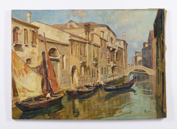 BROMBO ANGELO (1893 - 1962) : Canale veneziano  - Asta Asta 493 | ARTE ANTICA E DEL XIX SECOLO - Dipinti e sculture del XIX secolo Tradizionale - Associazione Nazionale - Case d'Asta italiane