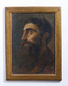 RANDI POMPEO (1827 - 1880) : Figura con barba scura  - Asta Asta 493 | ARTE ANTICA E DEL XIX SECOLO - Dipinti e sculture del XIX secolo Tradizionale - Associazione Nazionale - Case d'Asta italiane