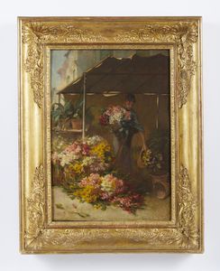 GILBERT VICTOR GABRIEL (1847 - 1935) : La venditrice di fiori  - Asta Asta 493 | ARTE ANTICA E DEL XIX SECOLO - Dipinti e sculture del XIX secolo Tradizionale - Associazione Nazionale - Case d'Asta italiane