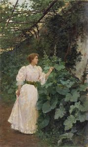 TAFURI RAFFAELE (1857 - 1929) - Malvarosa (Gentildonna in un giardino)