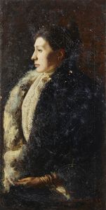 TAVERNIER ANDREA (1858 - 1932) - Ritratto di gentildonna di profilo