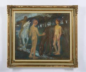 VERWORNER LUDOLF (1864 - 1927) : Giovani con cavalli  - Asta Asta 493 | ARTE ANTICA E DEL XIX SECOLO - Dipinti e sculture del XIX secolo Tradizionale - Associazione Nazionale - Case d'Asta italiane